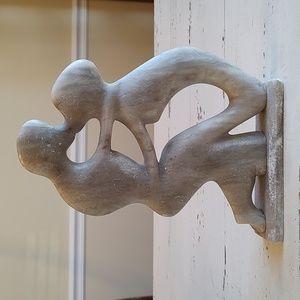 Vintage kissing lover soapstone sculpture from Jamaica 2001